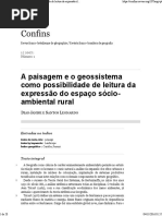 A Paisagem e o Geossistema Como Possibilidade de Leitura Da Expressão Do Espaço Sócio-Ambiental Rural