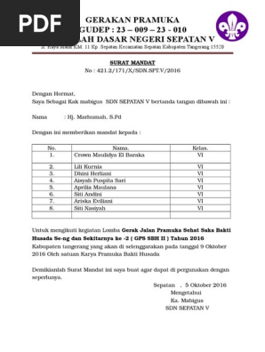 Surat Mandat Bindamping Pramuka