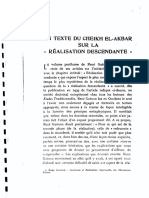 Michel Vâlsan, Un Texte Du Cheikh El-Akbar Sur La Réalisation Descenante (Ibn Arabî, Futûhât Al-Makkiyyah Cap. 45)