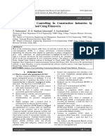 Analysis of Cost Controlling in Construction Industries by Earned Value Method Using Primavera