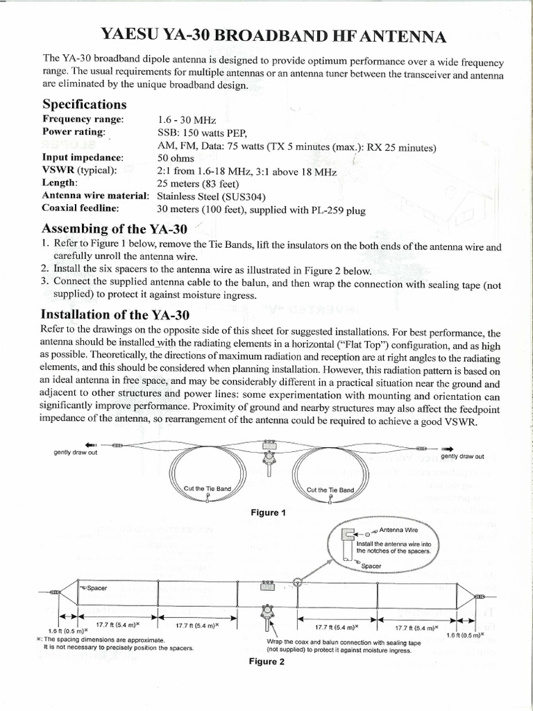 HF Antenna - YA - 30 - Yaesu PDF | PDF