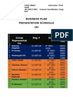 Business Plan Presentation Schedule (A) : Group Representat Ive Reg # Date Time