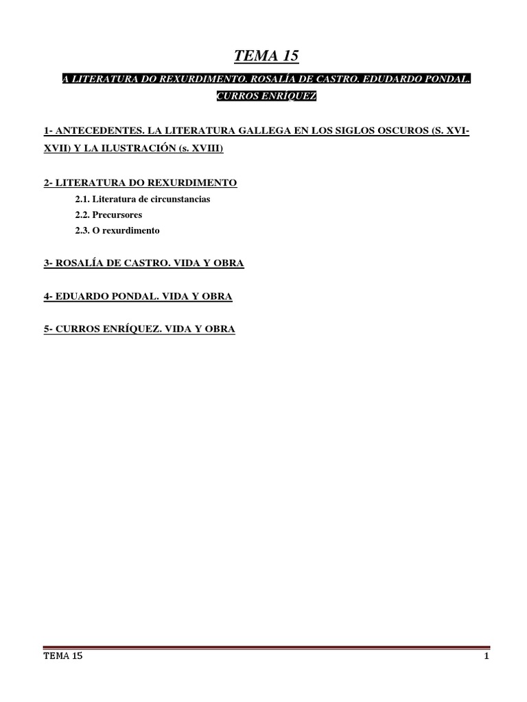 La Literatura Do Rexurdimento PDF Poesía