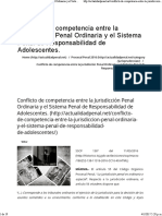 Conflicto de Competencia Entre La Jurisdicción Penal Ordinaria y El Sistema Penal de Responsabilidad de Adolescentes.