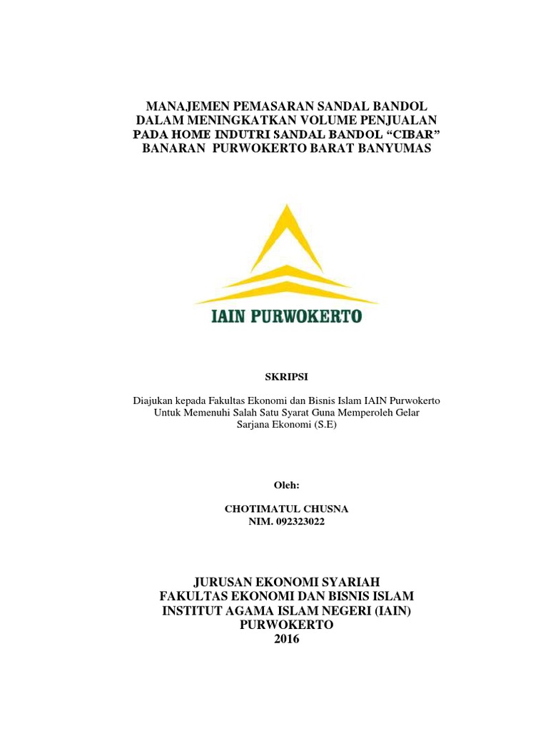 Skripsi Ekonomi Syariah Tentang Pemasaran Ide Judul