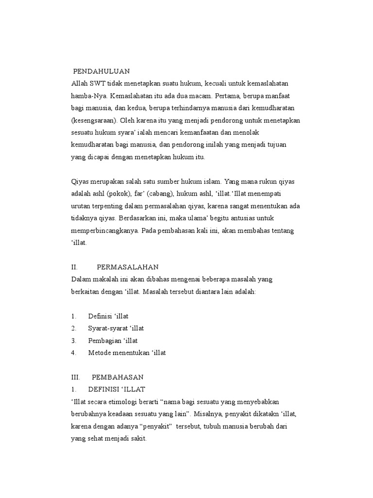 Definisi dan Syarat 'Illat dalam Qiyas | PDF