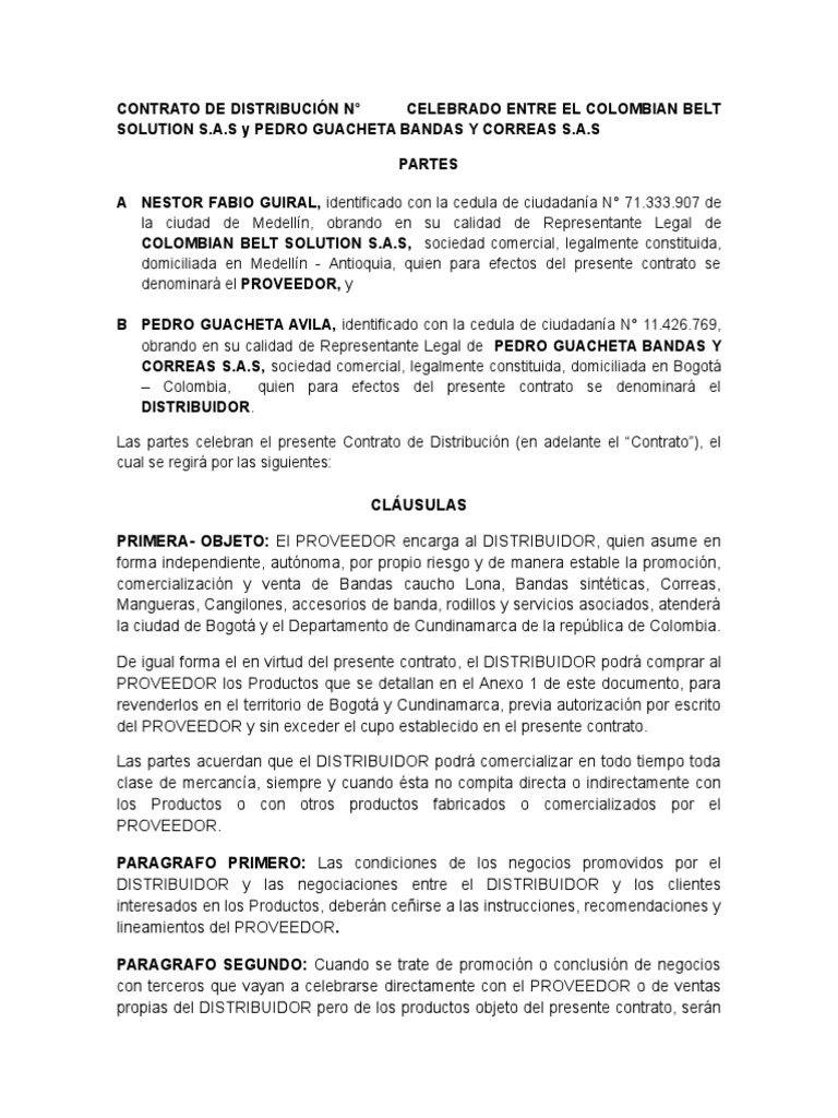 Contrato de Distribución Cbs