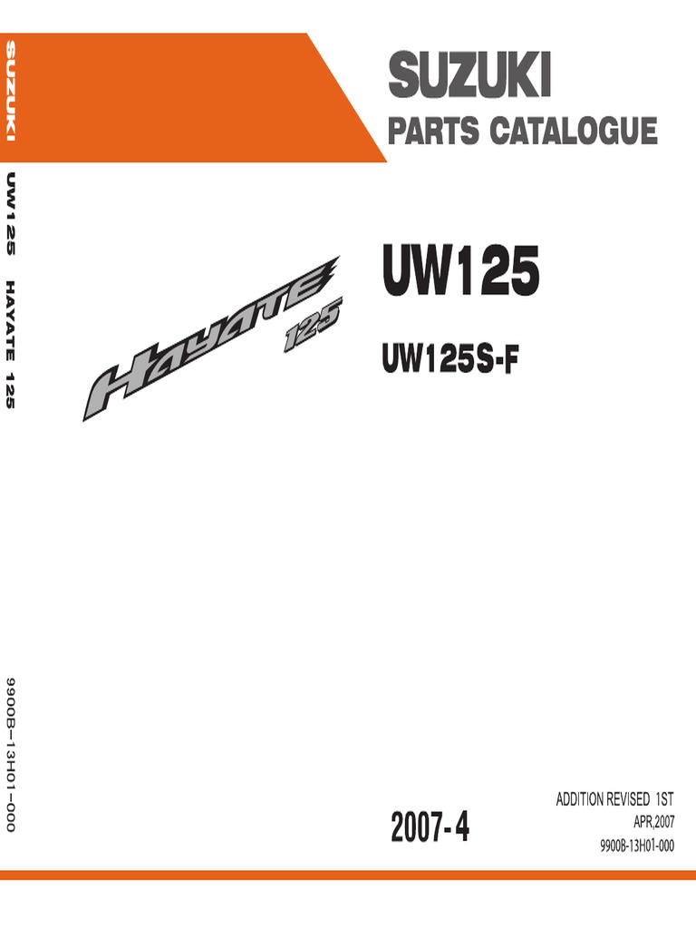 Suzuki Hayate 125 UW125 Parts List PDF