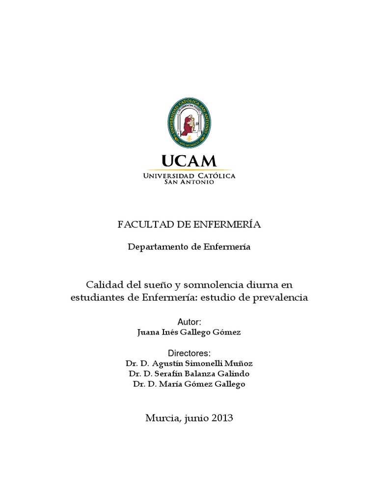 Calidad del Sueño en Estudiantes de Enfermería | PDF | Movimiento ...