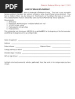 Humpert Senior Scholarship: Return To Guidance Office By: April 17, 2015