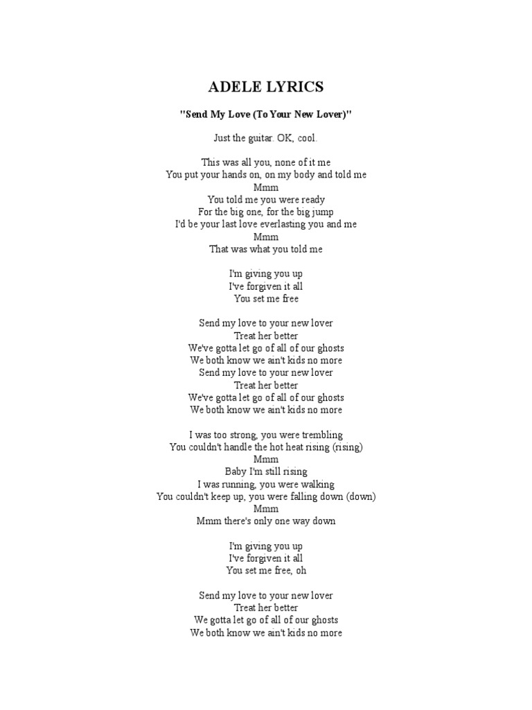 Adele Lyrics Send My Love
