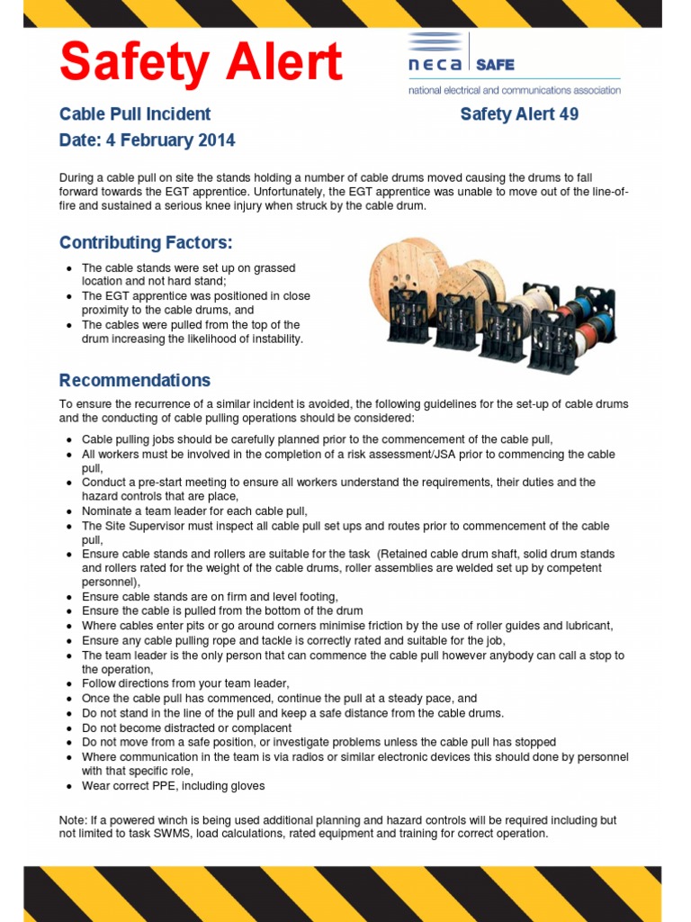 Safety Alert 49 Cable Pulling Incident Cable Personal Protective