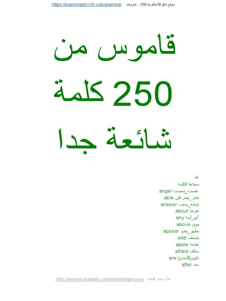 250 English Words | PDF