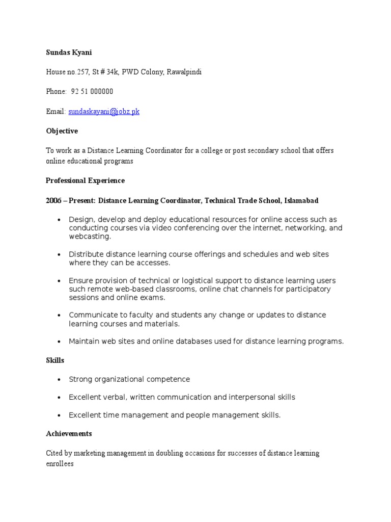 CV Pattern 2 | PDF | Distance Education | Internet