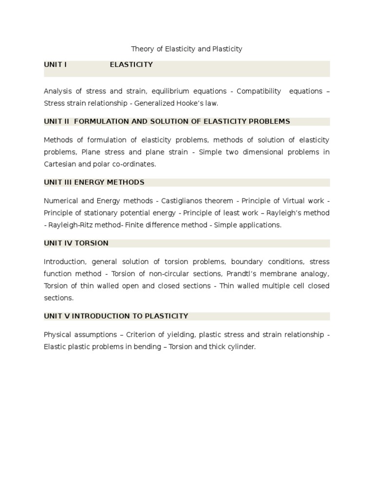 Theory of Elasticity and Plasticity | PDF | Elasticity (Physics ...