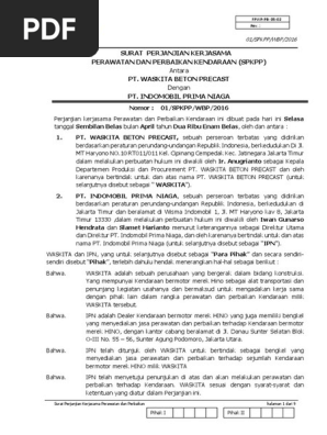 Surat Perjanjian Kerjasama Perawatan Dan Perbaikan Kendaraan Pdf