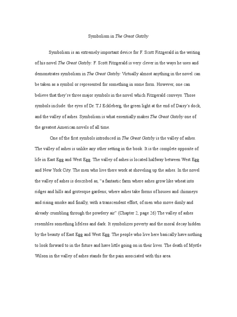 Key Symbols in The Great Gatsby | PDF | The Great Gatsby