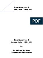 Real Analysis I: Course Code MTH 321