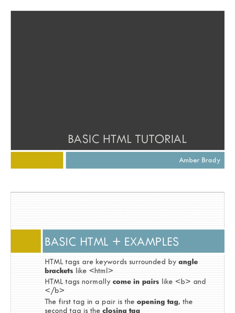 Basic HTML Tutorial: Amber Brady | PDF