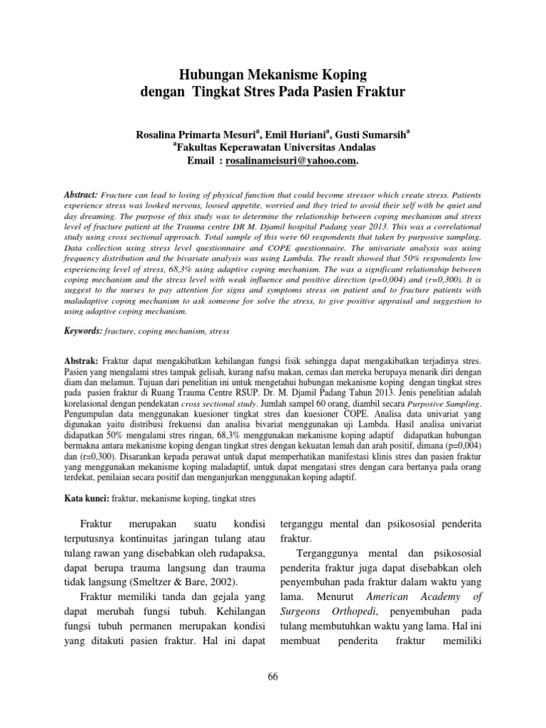 Coping Mechanisms and Stress in Fracture Patients | PDF | Self-Improvement