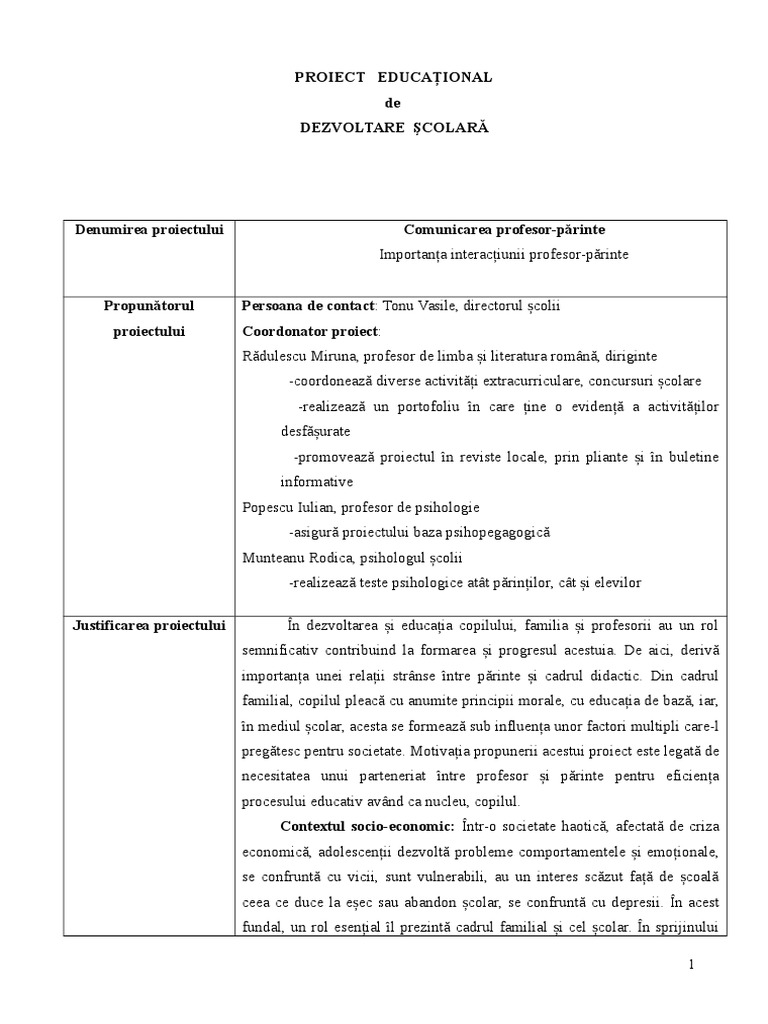 Proiect Educational | PDF