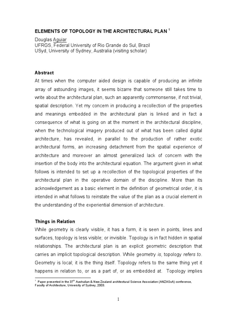 Topological Elements in Architectural Plans | PDF | Space | Topology