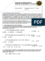 01 5°to Año Básico - Evaluación Escrita PRUEBA GLOBAL PRIMER SEMESTRE de Matematicas