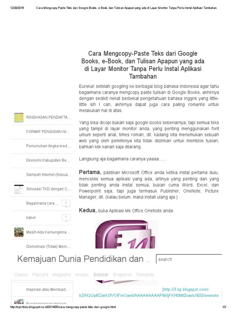 Cara MengcopyPaste Teks Dari Google Books, EBook, Dan