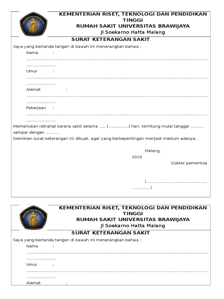 Surat Keterangan Sakit Eka Hospital