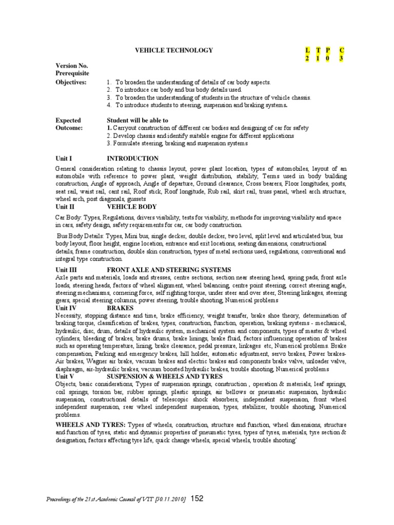 Vehicle Tech for Engineering Students | PDF | Brake | Suspension (Vehicle)