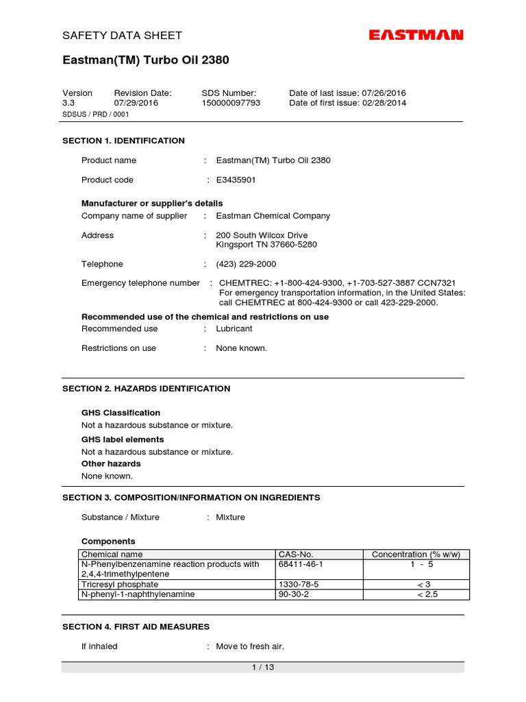 Eastman 2380 Msds SkySupplyUSA PDF Toxicity Occupational, 57 OFF