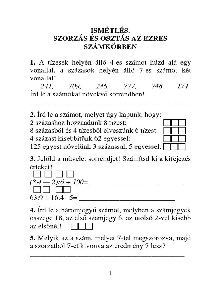 Matematika Munkafuzet 4 Osztaly | PDF