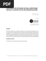 População Em Situação de Rua. Identidade Social e a Dialética Da Inclusão - Exclusãio