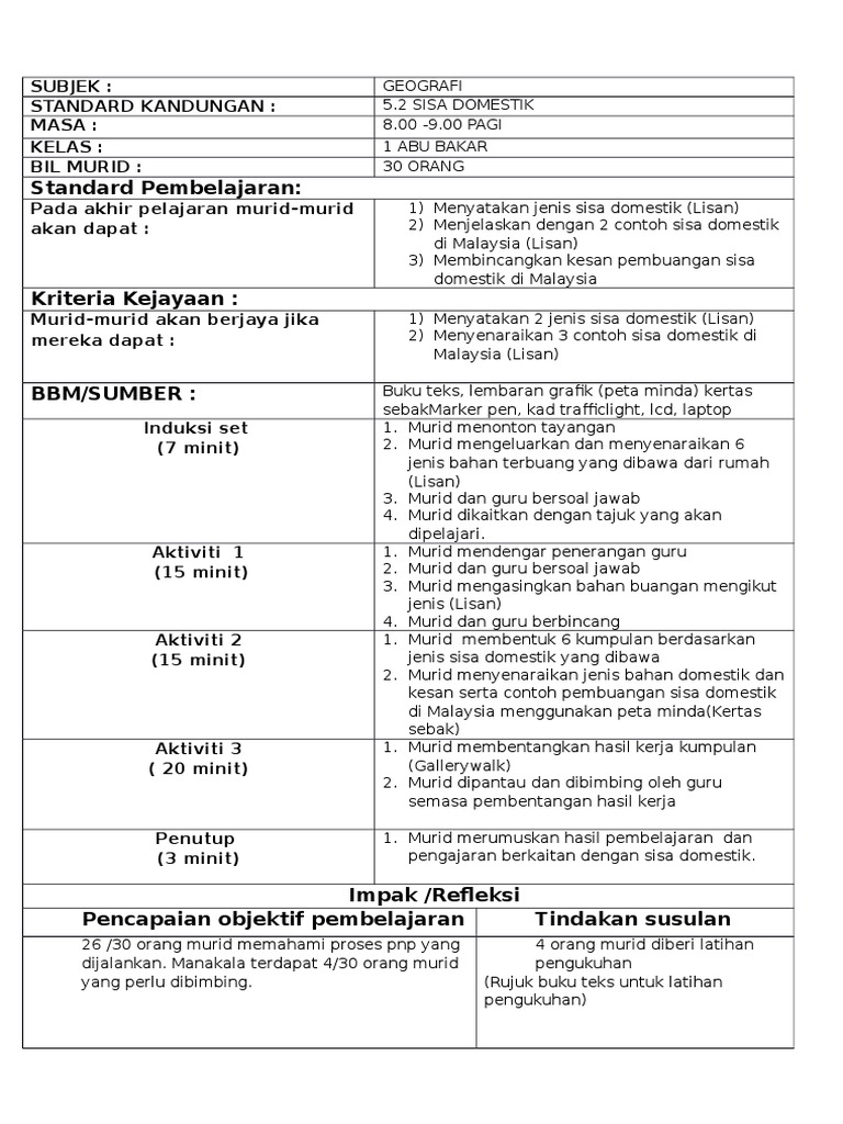 Rph Geografi Ting 1 Sisa Domestik