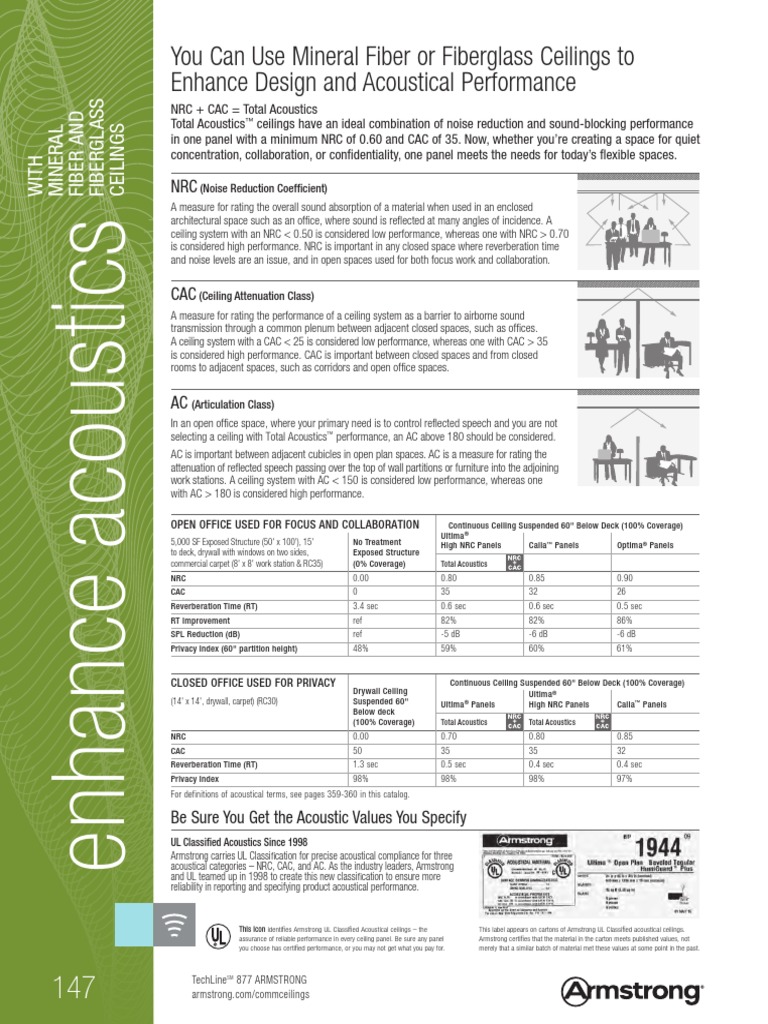 Armstrong Mineral Fiber Or Fiberglass Ceilings Green Building