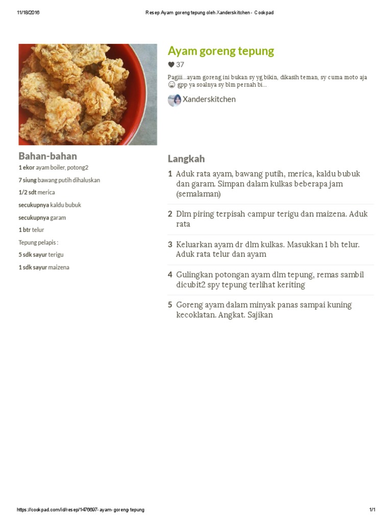  Resep  Ayam  Goreng Tepung Oleh Xanderskitchen  Cookpad