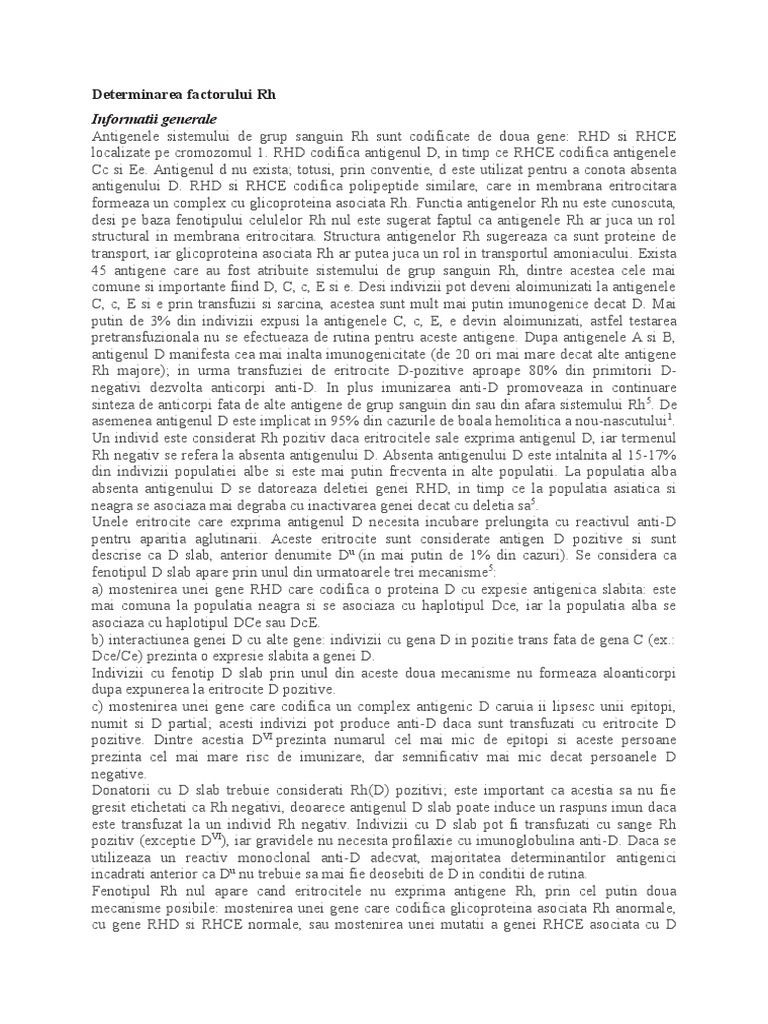 Determinarea Factorului RH | PDF