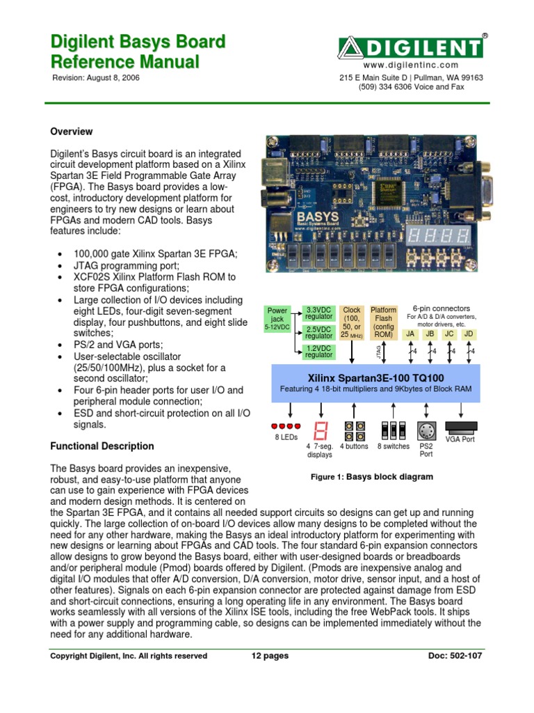 Digilent Basys Board Reference Manual | PDF | Business