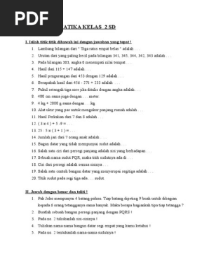 Soal Matematika Kelas 2 Sd