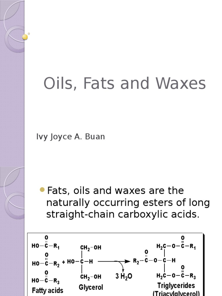 Oils, Fats and Waxes PDF Fat Vegetable Oil