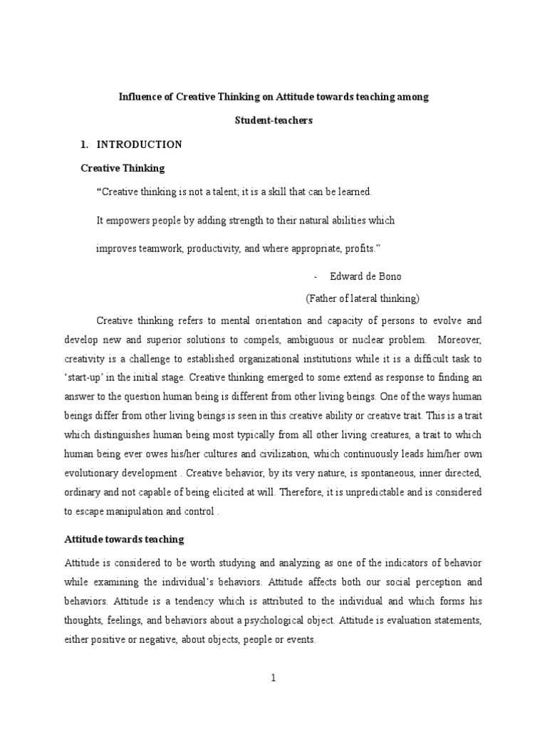 Research Proposal | Attitude (Psychology) | Creativity