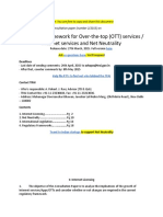 Regulatory Framework For Over-The-Top (OTT) Services / Internet Services and Net Neutrality