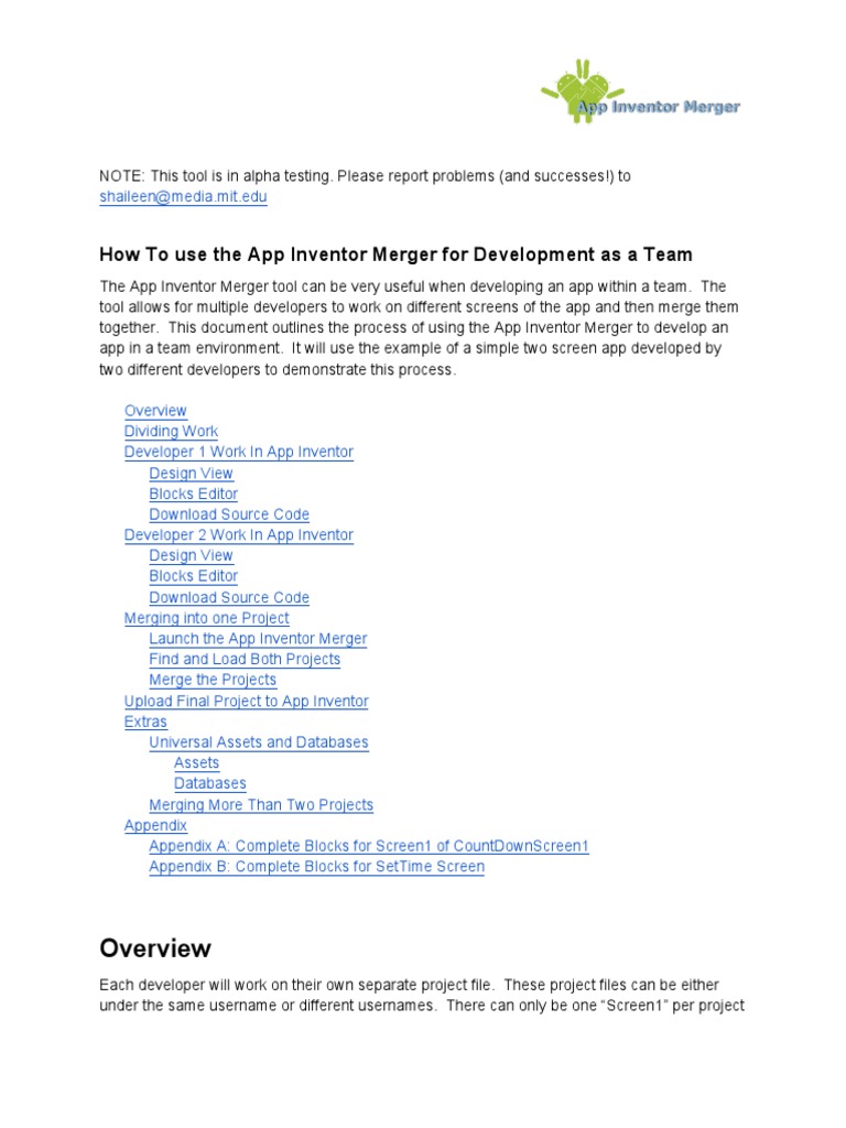 App Inventor Merger Team Development Guide | PDF | Button (Computing ...