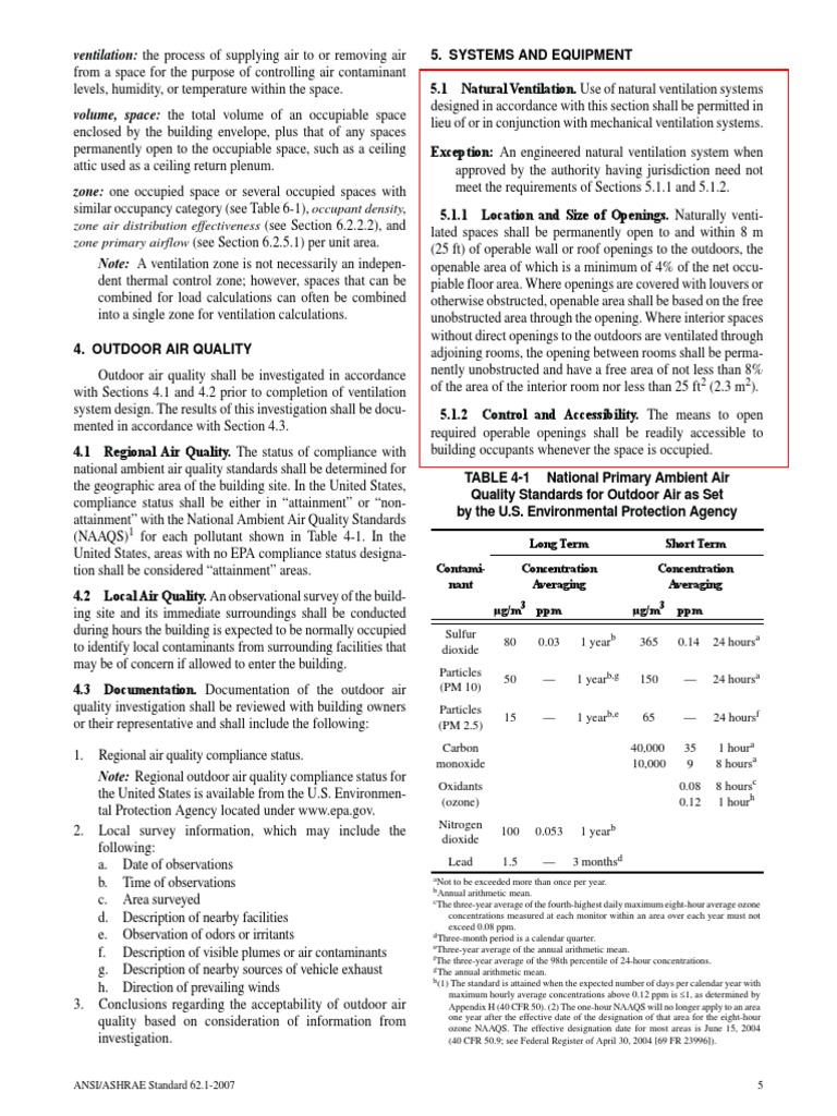 ASHRAE 62.1-2007 Ventilation Guidelines | PDF | Ventilation ...