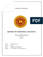 Report On Industrial Training: University of Peradeniya