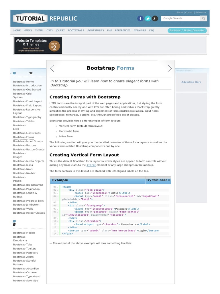 Bootstrap Forms | Bootstrap (Front End Framework) | Page Layout