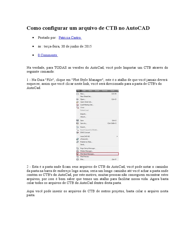 Como Configurar Arquivo CTB no AutoCAD | PDF | Auto Cad | Cor