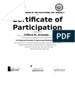Certificate of Participation: Clifford M. Arimado