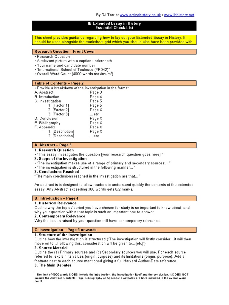 what is included in extended essay word count