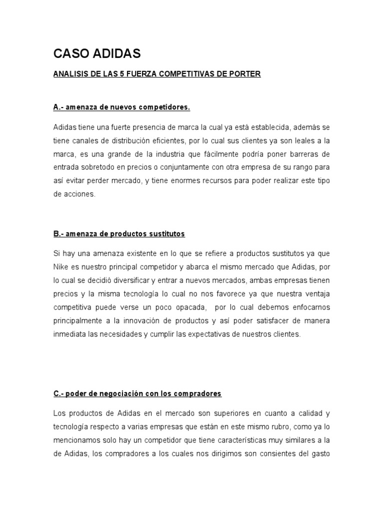 CASO Adidas Poter PDF | Marca | Mercado (economía)